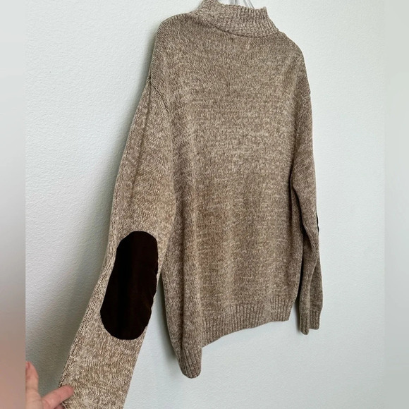 Chaps 100%‎ Cotton Tan Sweater with elbow patches Size XXL - Picture 11 of 12